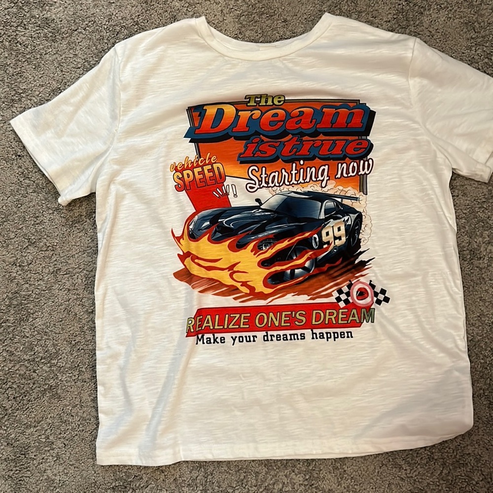 never worn, race car shirt ,11-12y